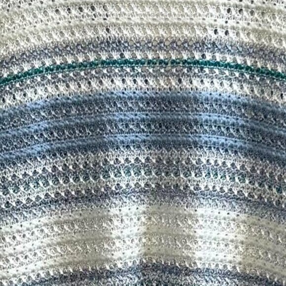 White House Black Market Striped Open Knit Sweater Blue White M Coastal Chic - Picture 6 of 9
